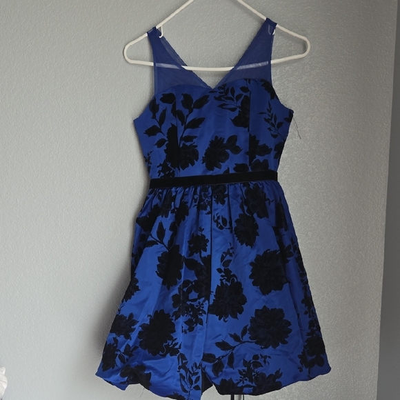 blue dress with black flowers Shona Joy - Agnes Draped Ruffle Maxi Dress main image 0